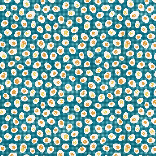 [7192-71 Blue Tea] Egg Cotton Fabric, Zooming Chickens, StudioE Fabric