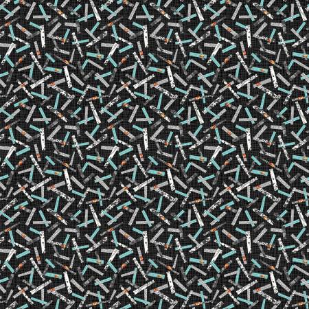 [7195S-91] Charcoal Hen Scratches, Zooming Chickens, Studio E Fabric