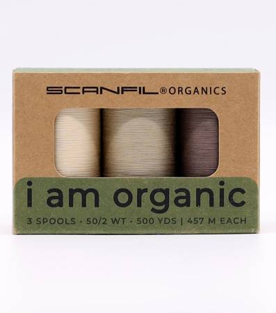 [79669] Scanfil Organic Cotton 50wt 3 Spool Thread Set Tan Shades