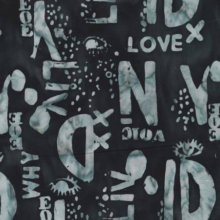 [711Q-5] Batik Words Ink, Found, Carrie Bloomston, Anthology Fabrics