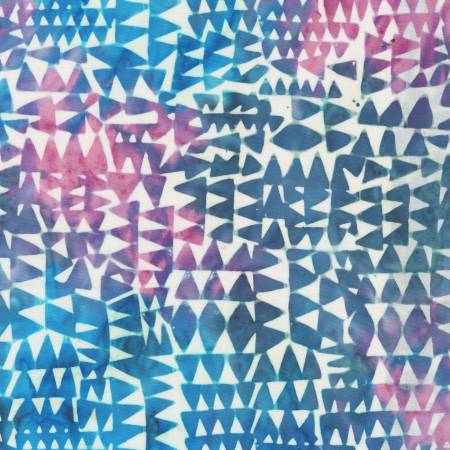 [718Q-1] Batik Triangles Indigo, Found, Carrie Bloomston, Anthology Fabrics