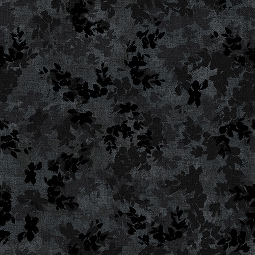 [2311-99 Black || Verona] Leaf Floral Cotton, Blank Fabrics