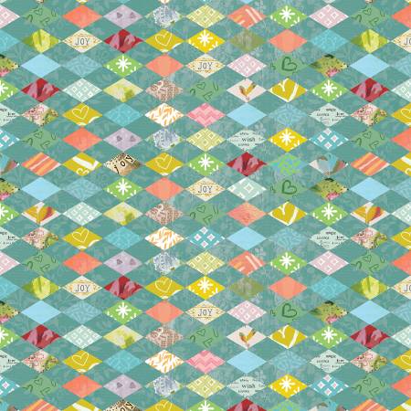 [16145B-84] Painted Harlequin Teal, A Heart Led Life, Kelly Rae Roberts, Benartex Fabrics