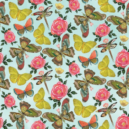 [16146B-50] Butterfly Toss Sky, A Heart Led Life, Kelly Rae Roberts, Benartex Fabrics