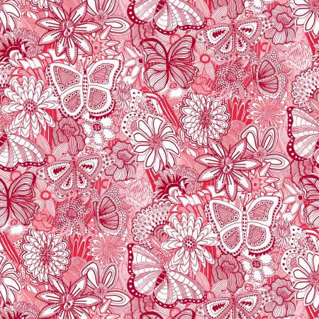 [SKET5242-RW] Sketchbook Doodle Red/White, 108in Wideback, P&B Textiles