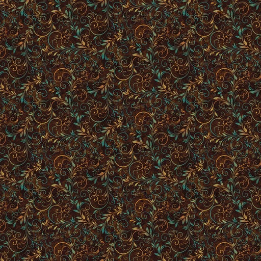 [7254-38BROWN] Fall Into Autumn, Brown Flourish, StudioE Fabric