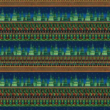 [16275B-99] Christmas Spirit Stripe, David Galchutt, Benartex Fabrics