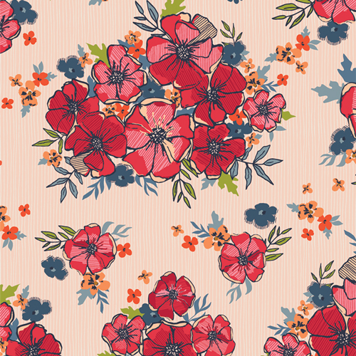 [FLF85900] Blooming Flowers, Flower Seeds, Maureen Cracknell, Art Gallery Fabrics