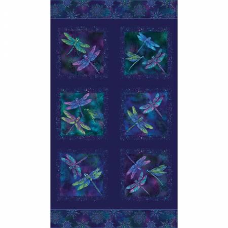 [16398PB-99] On Dragonfly Wings Panel, Ann Lauer, Benartex Fabric