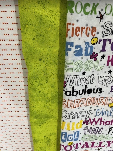 3 Yard Quilt, Positive Words with Lime Green and Dots