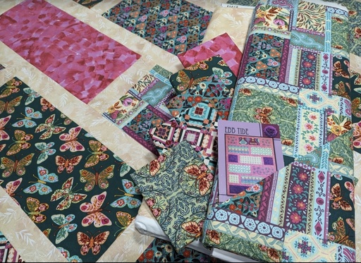 [QuiltBundle_FolkFlora] Folk Flora Quilt Bundle, Butterfly & Geometric Prints (large scale print)